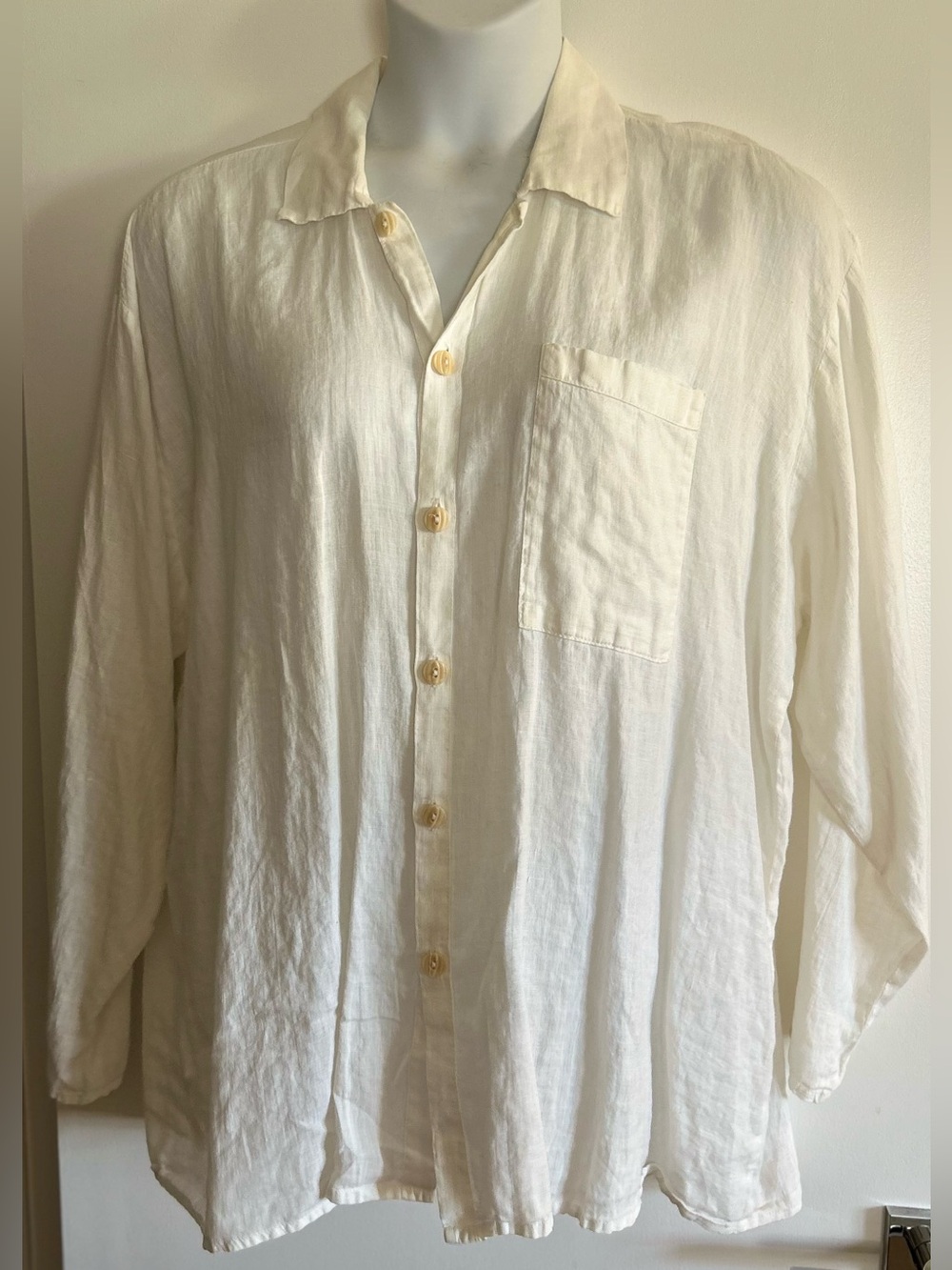 FLAX Engelhart Linen Shirt White Long Pocket L Large